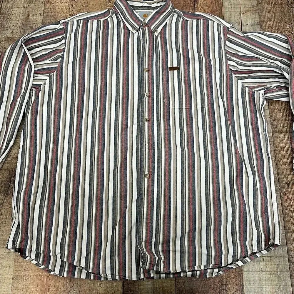 Vintage Carhartt Button Down Striped Long Sleeve Shirt